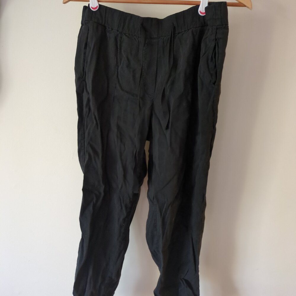 wide leg crop pant - linen blend
